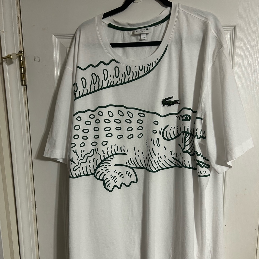 Lacoste White Tee with Green Accents